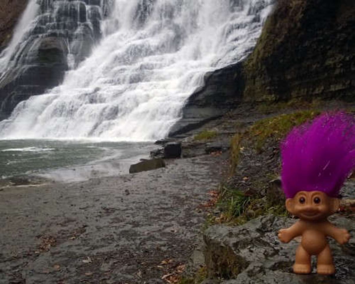 Oswald at Ithaca Falls in Ithaca, NY, USA