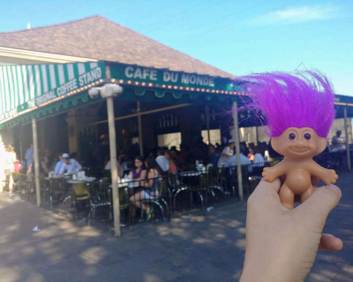 Oswald at Cafe Du Monde in New Orleans, LA, USA